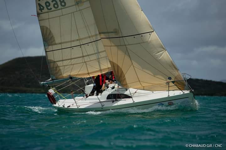 Voilier sous spi bleu (photo illustrative)